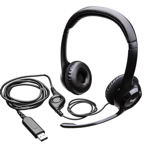981-000406 - Logitech Headset H390 Black USB Stereo Internet headset adjustable headband Noise cancelling rotating microphone